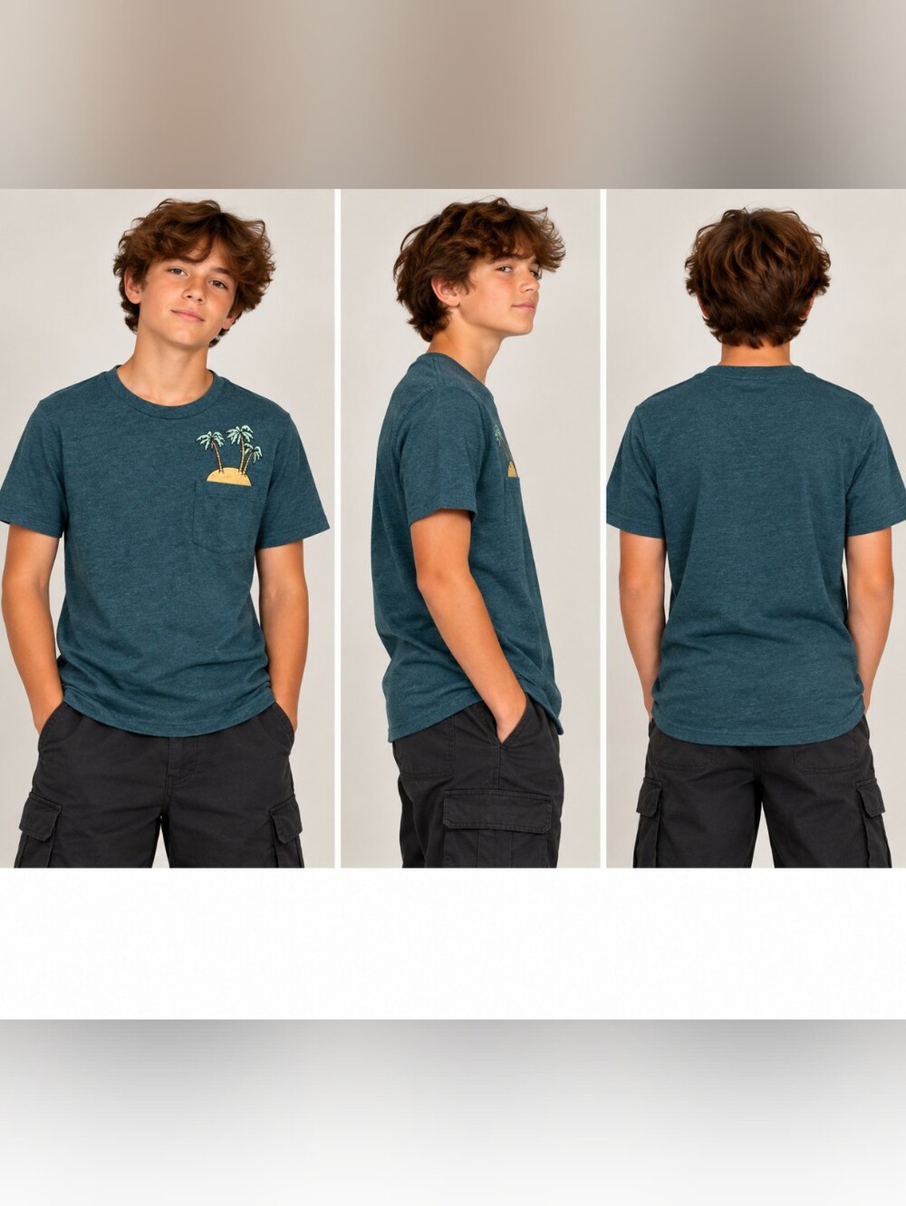 Old Navy Youth Boys XL 14–16 Palm Tree Pocket T-Shirt